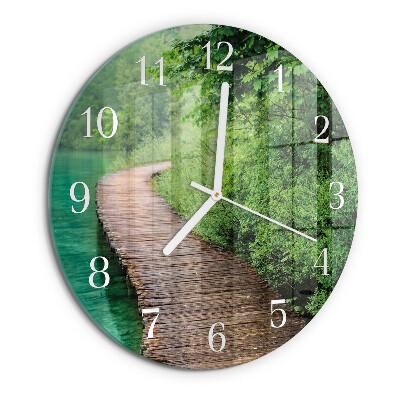 Glas wanduhr Holzsteg