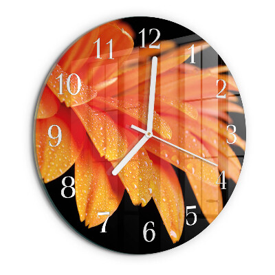 Glas wanduhr Gerbera