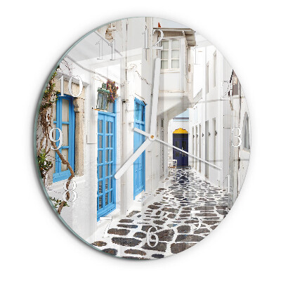 Glas wanduhr Santorini