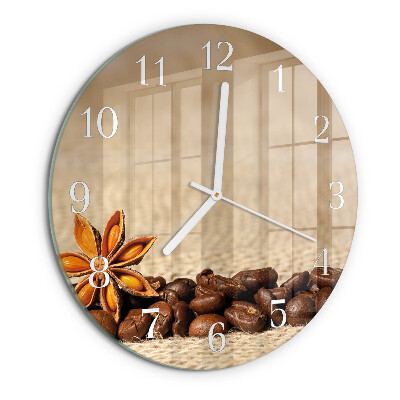 Glas wanduhr Kaffeebohnen