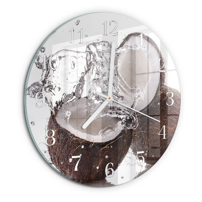 Glas wanduhr Kokosnüsse
