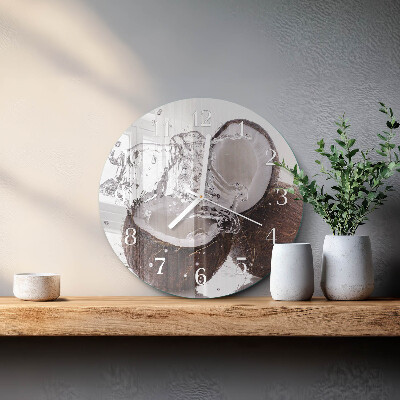 Glas wanduhr Kokosnüsse