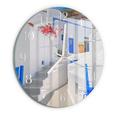 Glas wanduhr Santorini