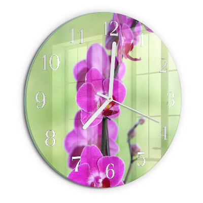 Glas wanduhr Orchidee