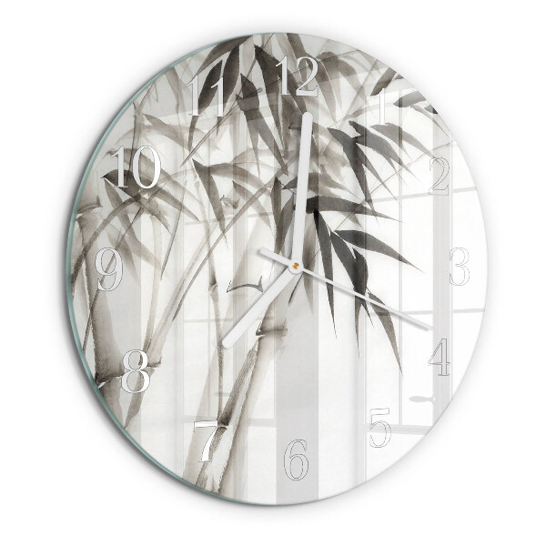 Glas wanduhr Bambus