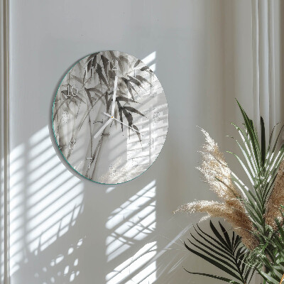 Glas wanduhr Bambus