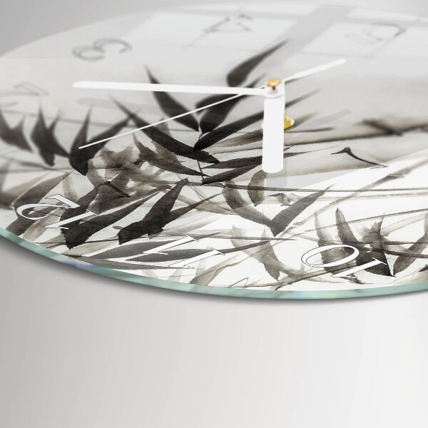 Glas wanduhr Bambus