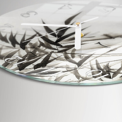 Glas wanduhr Bambus