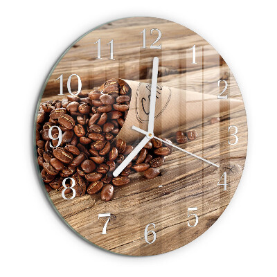 Glas wanduhr Kaffeebohnen