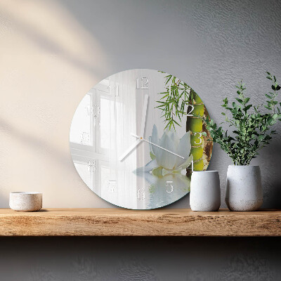 Glas wanduhr Bambus