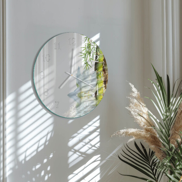 Glas wanduhr Bambus