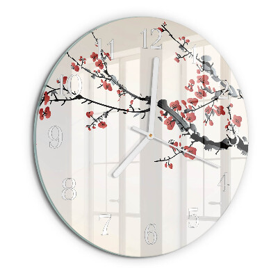 Glas wanduhr Blumen