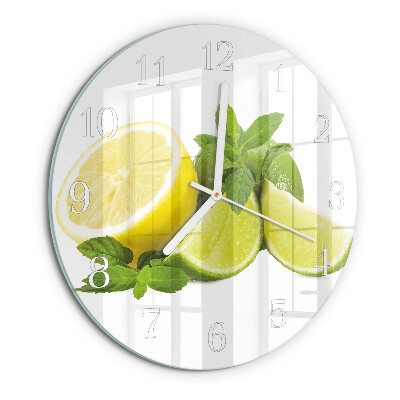 Glas wanduhr Zitronenminze