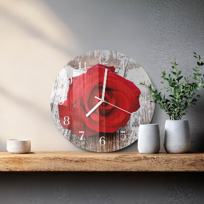 Glas wanduhr Rose