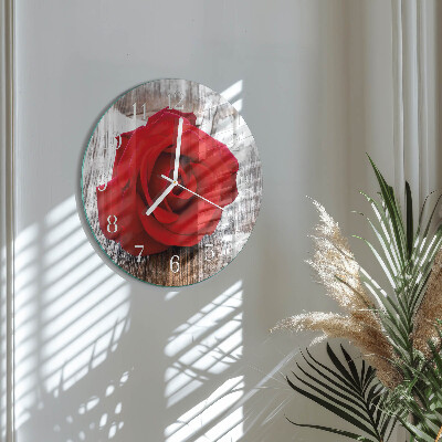 Glas wanduhr Rose