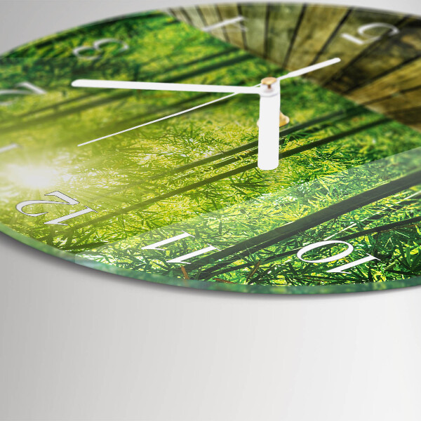 Glas wanduhr Bambus