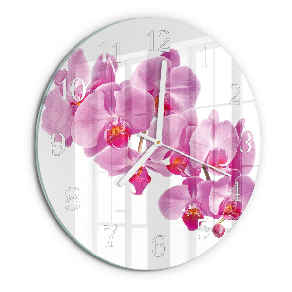 Glas wanduhr Orchidee
