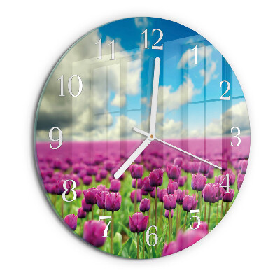 Glas wanduhr Tulpen