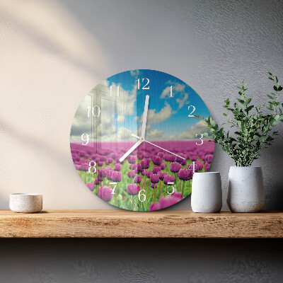 Glas wanduhr Tulpen
