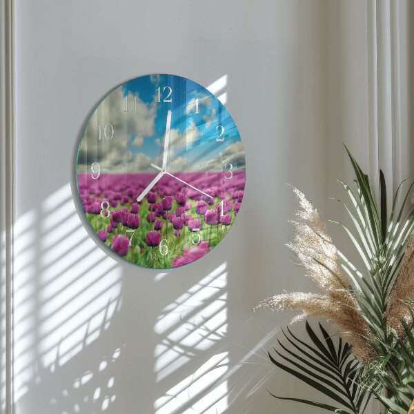Glas wanduhr Tulpen