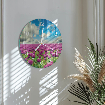 Glas wanduhr Tulpen