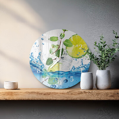 Glas wanduhr Limette und Minze