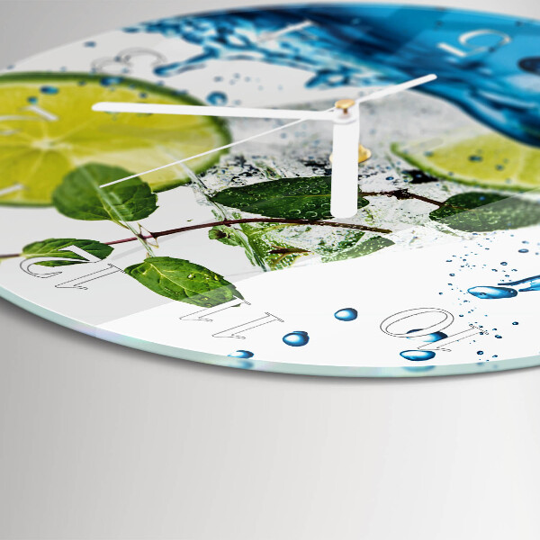 Glas wanduhr Limette und Minze