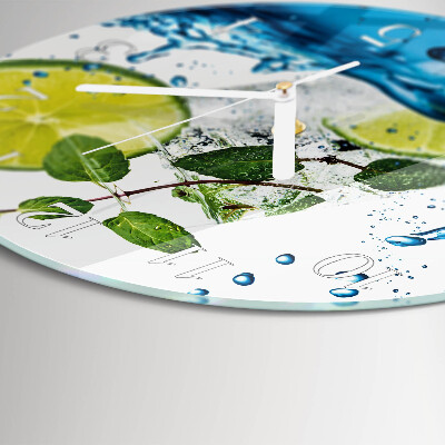 Glas wanduhr Limette und Minze