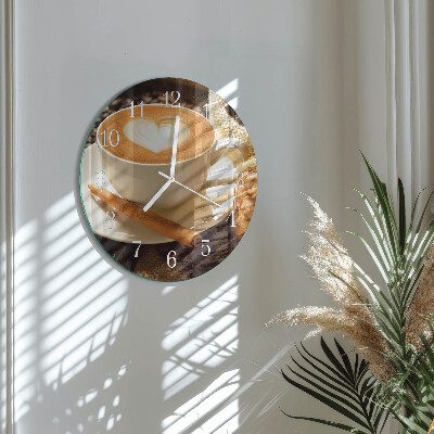 Glas wanduhr Kaffeeherz