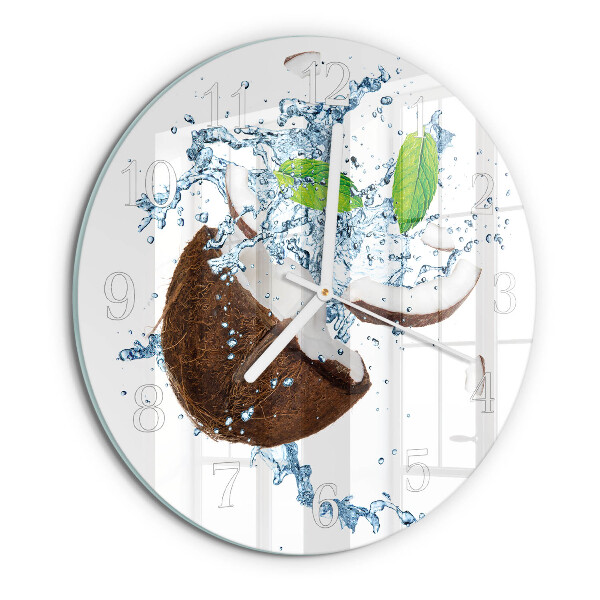 Glas wanduhr Kokosnuss