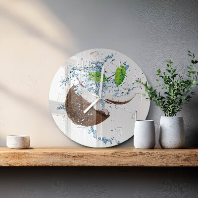 Glas wanduhr Kokosnuss