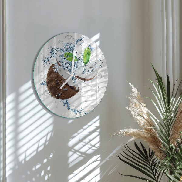 Glas wanduhr Kokosnuss