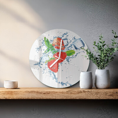 Glas wanduhr Erdbeeren