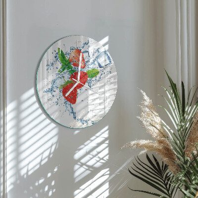 Glas wanduhr Erdbeeren