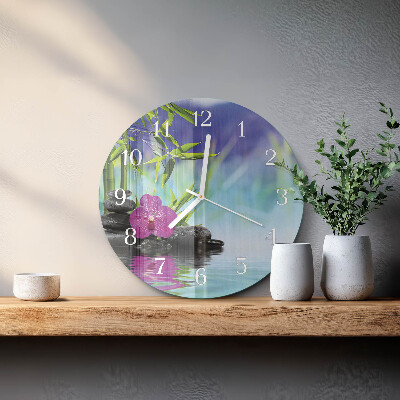 Glas wanduhr Spa Orchidee