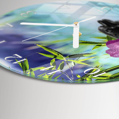 Glas wanduhr Spa Orchidee