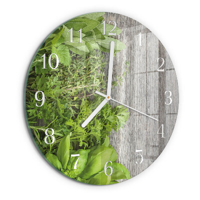 Glas wanduhr Kräuter