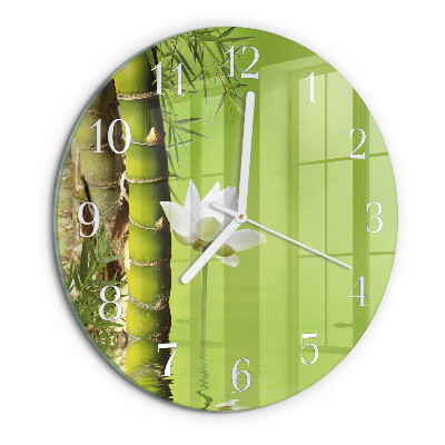 Glas wanduhr Bambus