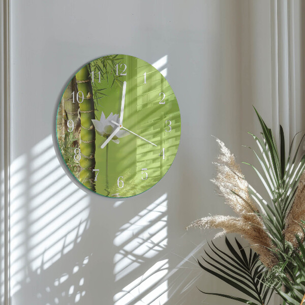 Glas wanduhr Bambus