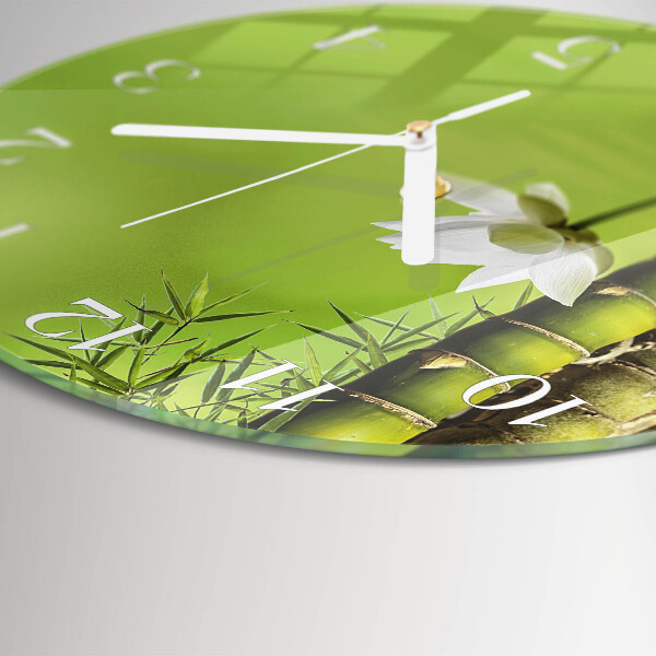 Glas wanduhr Bambus