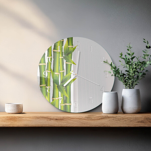 Glas wanduhr Bambus