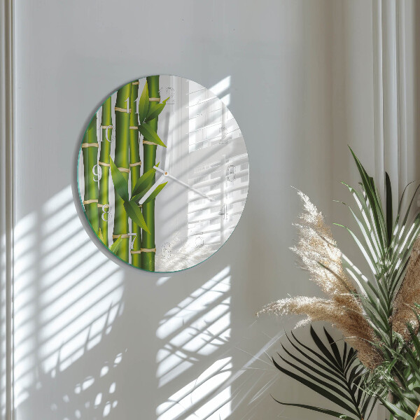 Glas wanduhr Bambus