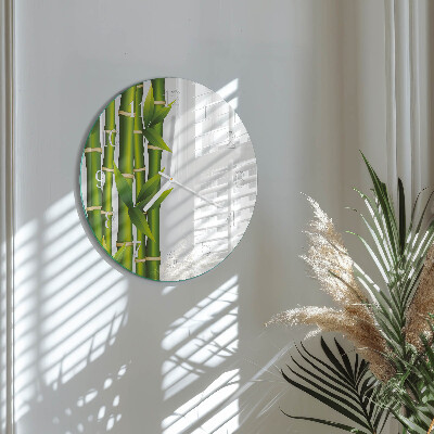 Glas wanduhr Bambus
