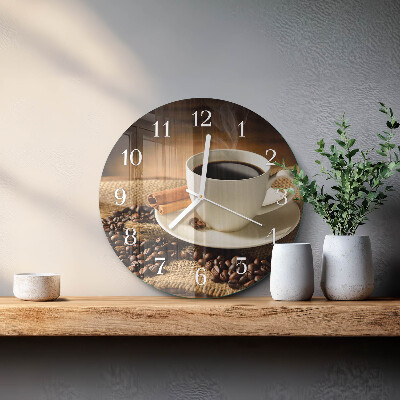 Glas wanduhr Kaffee