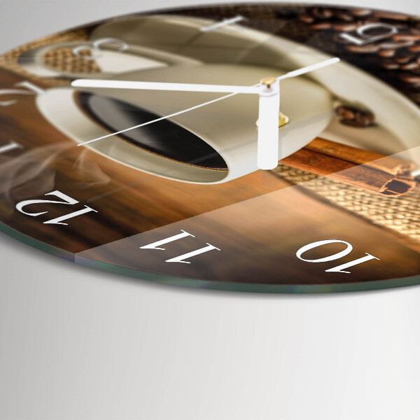 Glas wanduhr Kaffee