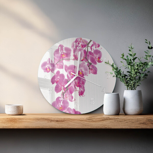 Glas wanduhr Orchidee