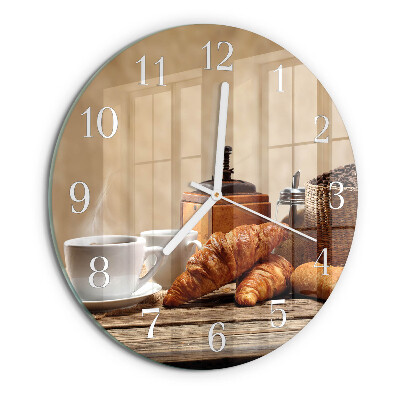 Glas wanduhr Croissants