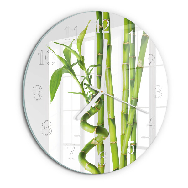 Glas wanduhr Bambus