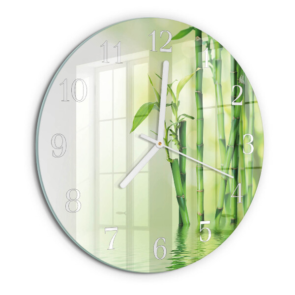 Glas wanduhr Bambus