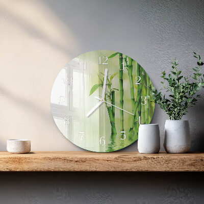 Glas wanduhr Bambus